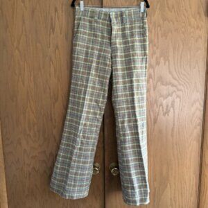 VTG 1970s Plaid Bell-Bottoms Sears Kings Road Perma-Prest Trim N Tight Pants 31